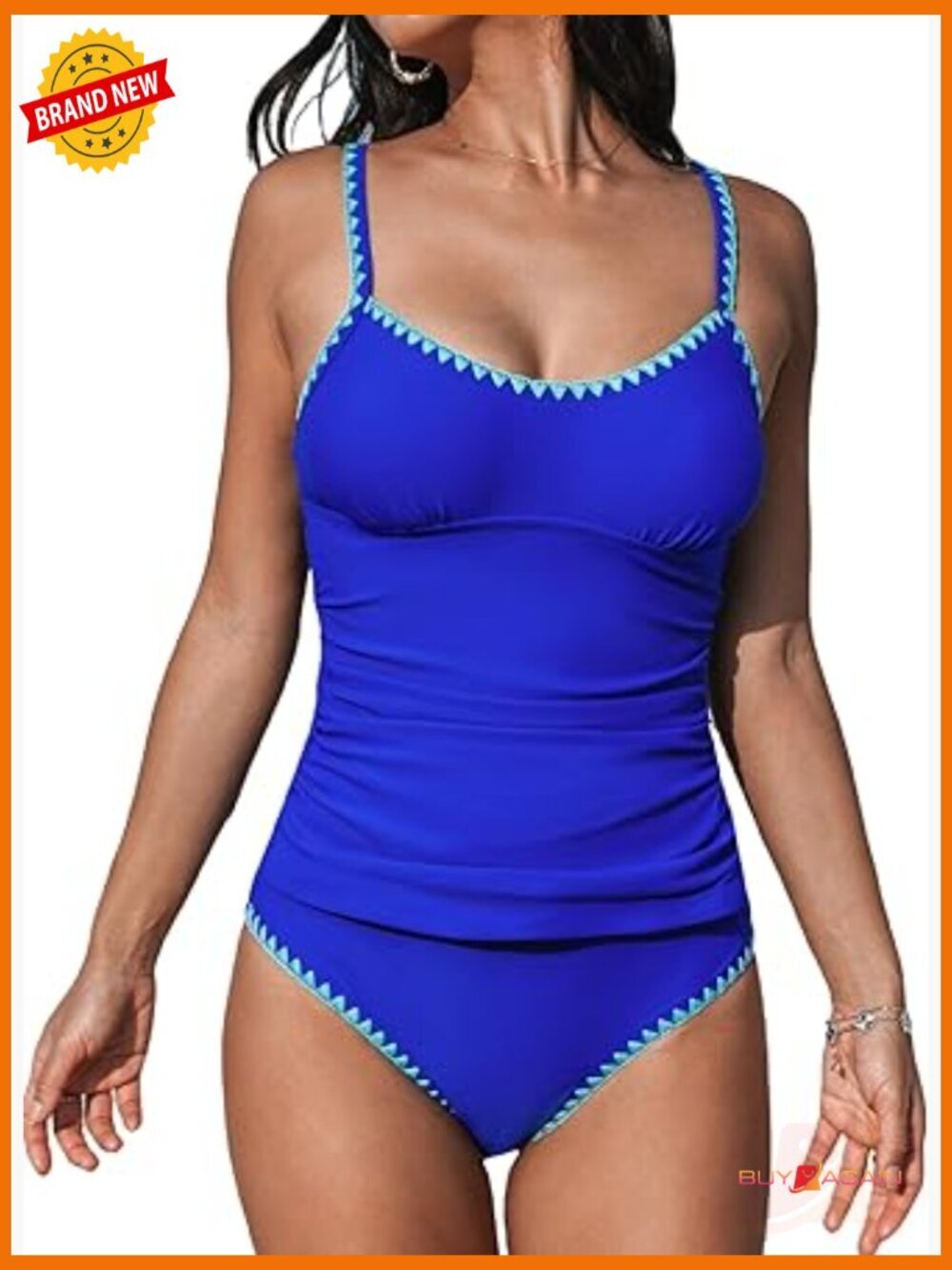 Women's Tankini Set Two Piece Swimsuit Scoop Neck Tummy Control Adjustable
